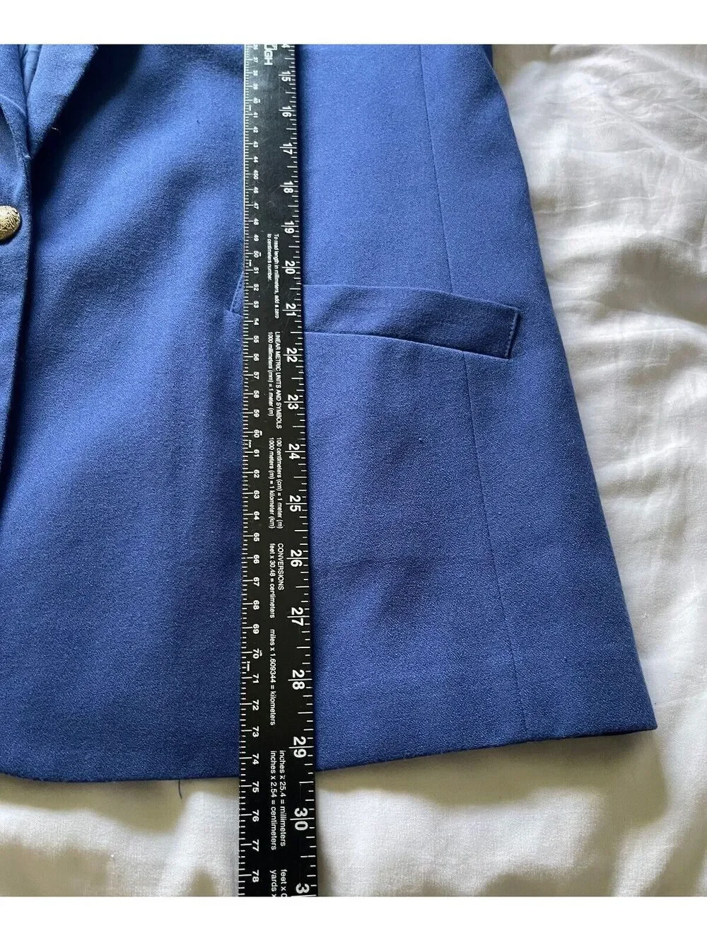 Koret Blue Skirt Suit Set Size 12 Skirt/14 Blazer Polyester Wool Blend 1970s